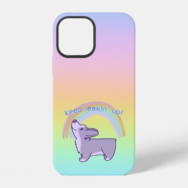 Coque iPhone "Continuez À Regarder !" Corgi Rainbow (Verso)