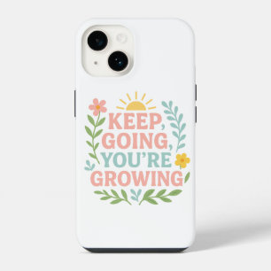 Coque Pour iPhone 14 Continuez Vous Grandissez Floral Motivant