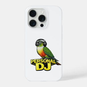 Coque iPhone 15 Pro Conure à joue verte DJ personnel