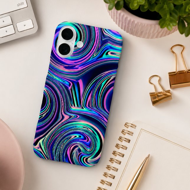 Coque iPhone Cool bleu turquoise violet rose Motif (Créateur téléchargé)