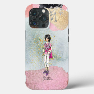 Etui iPhone 13 Pro Cool Cheveux foncés Nom de la fille tendance
