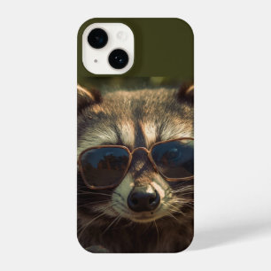 Coque Pour iPhone 14 Cool Cute Raccoon en lunettes Animal Humour Art