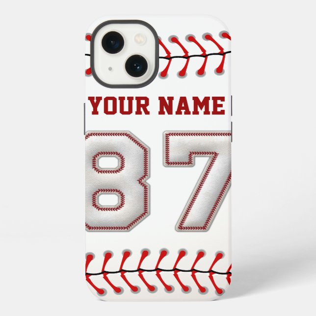 Coque iPhone Cool de baseball pointillé numéro 87 (Verso)