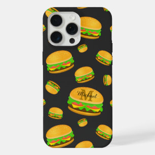 Coque iPhone 15 Pro Max Cool et amusant yummy burger motif Monogramme