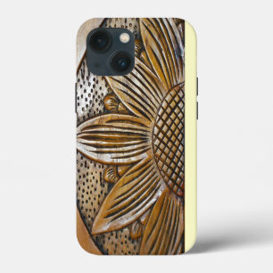 Etui iPhone 13 Mini Cool Faux Wood Texture Tournesol Photo Tough