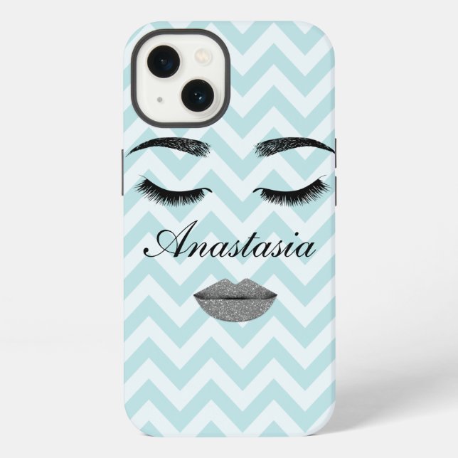 Coque iPhone Cool, Incroyable, Visage Bleu avec nom (Verso)