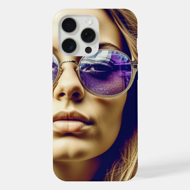 Coque iPhone Cool Lady avec réflexion dans ses lunettes de sole (Verso)