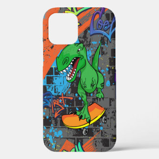 Coque iPhone 12 Cool lumineux motif transparent avec dinosaure sur