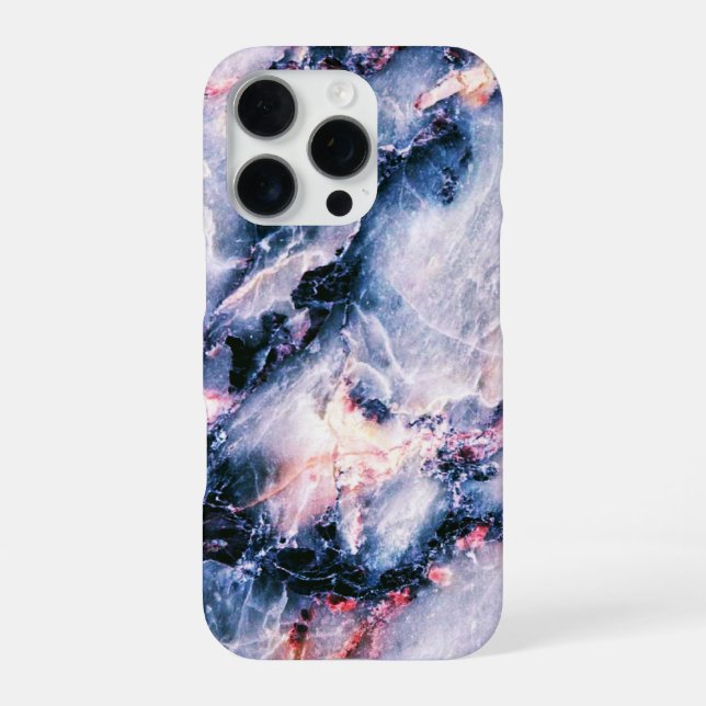 Coque iPhone Cool Marbre Texture bleu rose blanc (Verso)
