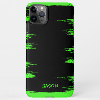 Coque iPhone 11Pro Max Cool Neon Green Brush Stroke Arrière - plan Custom
