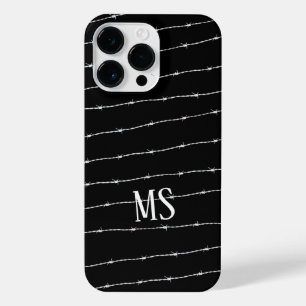 Coque Pour Pour iPhone 14 Pro Max Cool noir et blanc barbelé motif Monogramme
