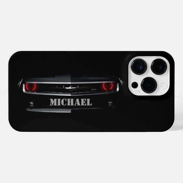 Coque iPhone Cool personnalisé noir Chevy Camaro Votre nom (Verso Horizontal)