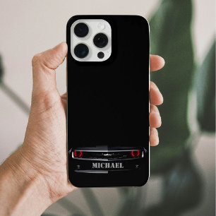 Coque iPhone 15 Pro Max Cool personnalisé noir Chevy Camaro Votre nom