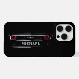 Coque iPhone 15 Pro Max Cool personnalisé noir Chevy Camaro Votre nom