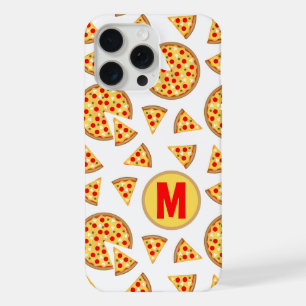 Coque iPhone 15 Pro Max Cool plaisir pizza et tranches motif blanc Monogra