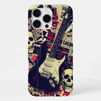 Coque iPhone 16 Pro Max Cool Rock Guitar Skulls Guitarist Musician Gift