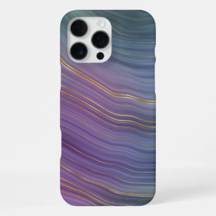 Coque iPhone 16 Pro Max Cool Strata Beau Belle Agate Bleue Violette et O