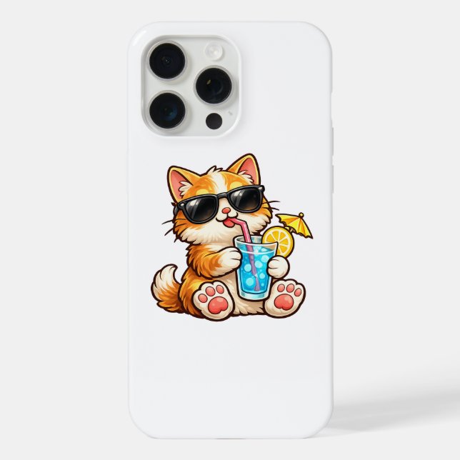 Coque iPhone Cool Summer Cat (Verso)