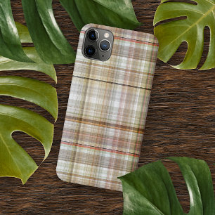 Coque iPhone 11Pro Max Cool Taupe Beige Brown gris foncé Tartan Motif