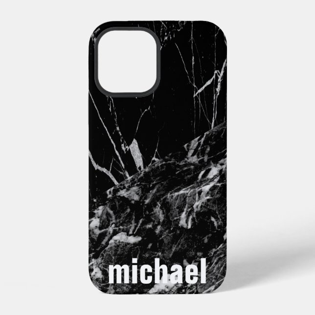 Coque iPhone Cool tendance marbre noir Coque-Mate iPhone Ca (Verso)