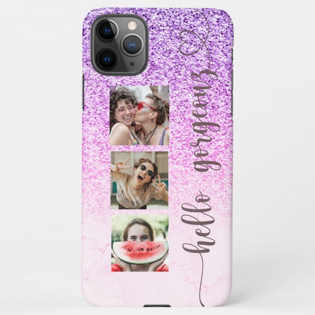 Coque iPhone Cool tendance violet Parties scintillant rose Phot (Dos)
