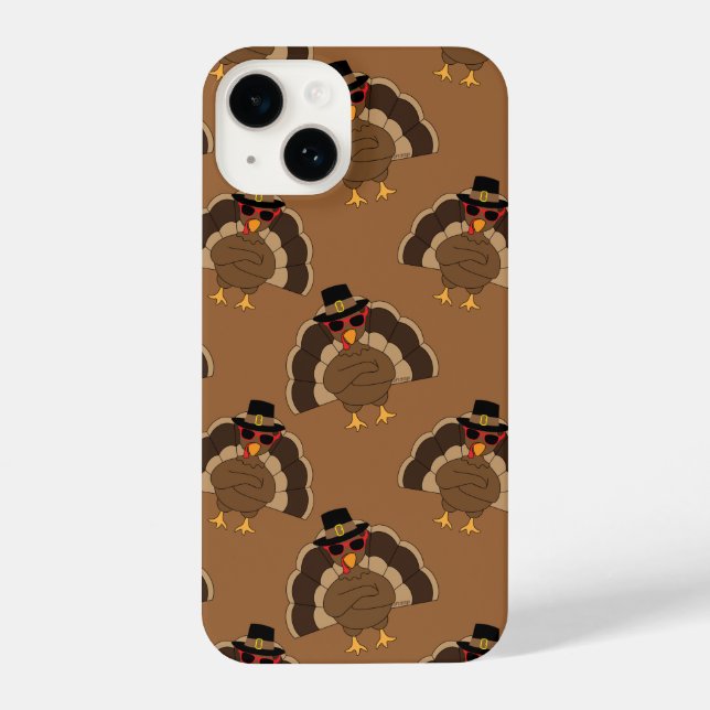 Coque iPhone Cool Turquie Thanksgiving fun brown motif (Verso)
