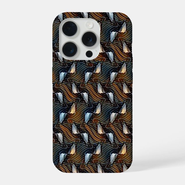 Coque iPhone Copper Waves Abstract Geometric Flow Pattern 1303 (Verso)