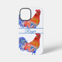 Coq Rouge Aquarelle Bleue Nom Homme Téléphone