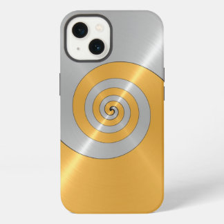 Etui iPhone 13 Coque-Ma en métal brillant en argent et en or