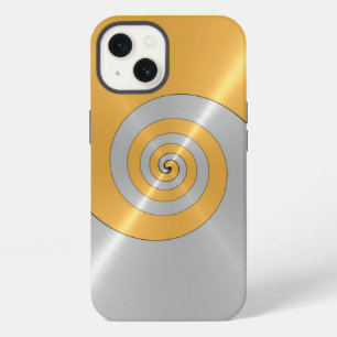 Etui iPhone 13 Coque-Ma en métal brillant et inoxydable or et arg