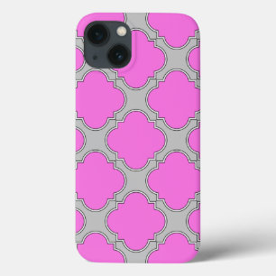 Coque iphone Coque-mat rose et gris Quatrefoil