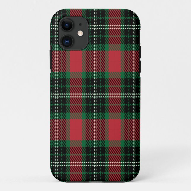 Coque iphone Coque-mat vert et rouge Tartan (Dos)