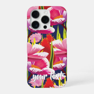 Coque iPhone 16 Pro Coquelicots de style cartoon - Étui de téléphone a
