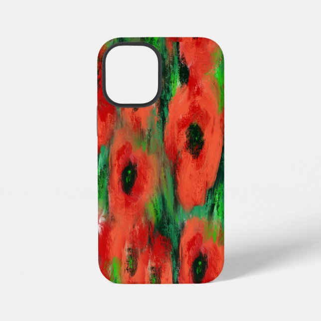 Coque iPhone Coquelicots rouges passionnés et feuillage vert ab (Verso)