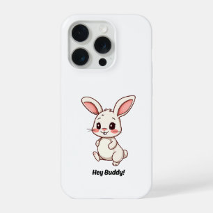 Coque iPhone 15 Pro Coquet Lapin de Dessin Animé Étui Téléphone "Hé Co