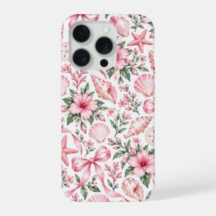 Coque iPhone 15 Pro Coquette Côtière Rose Coquillage Étoile de Mer & F