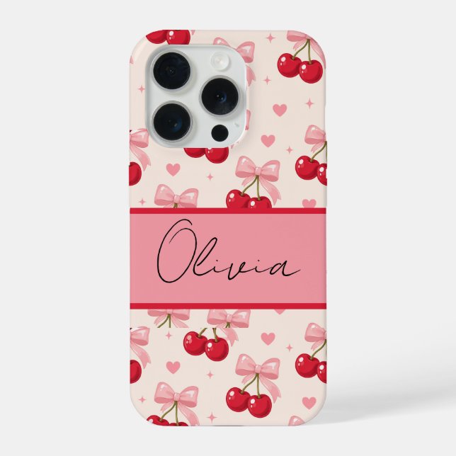 Coque iPhone Coquette joli nœud cerise (Verso)