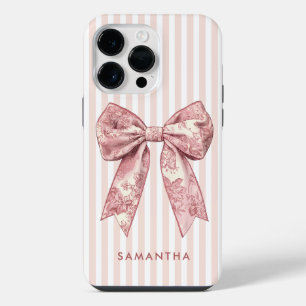 Coque Pour Pour iPhone 14 Pro Max Coquette Moderne Rubans Roses Fille Noeud Nom Pers