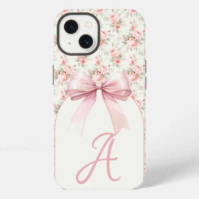 Coque iPhone Coquette Monogram Rose Bow (Verso)