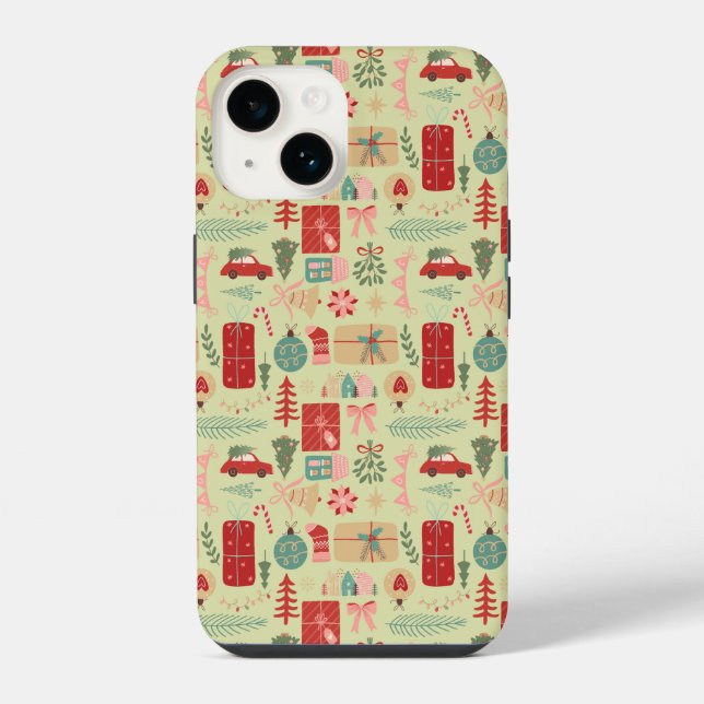 Coque iPhone Coquette Pink et Mint Vert Noël (Verso)