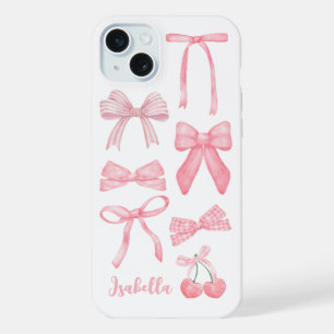 Coque iPhone 15 Plus Coquette rose Bow tendance Feminine Girly esthétiq