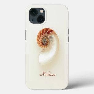 Etui iPhone 13 Coquillage Marin Nom Personnalisé Chic Minimaliste