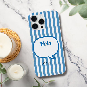 Coque iPhone 16 Pro Max Coquille de dialogue rayures bleues Personnaliser