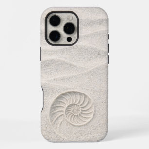 Coque iPhone 16 Pro Max Coquille de Nautilus Sable Blanc Brillance Côtière