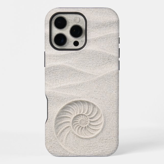 Coque iPhone Coquille de Nautilus Sable Blanc Brillance Côtière (Verso)