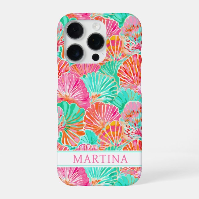 Coque iPhone Coquilles Colorées Monogrammées (Verso)