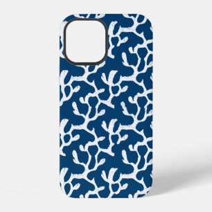 Coque iPhone 12 Corail Abstrait bleu et blanc Motif répétitif