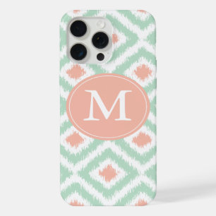 Coque iPhone 15 Pro Max Corail de menthe monogrammé à motif Ikat diamant