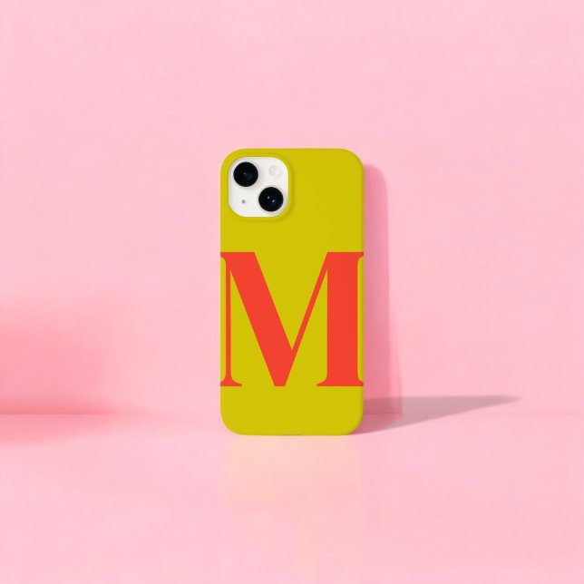 Coque iPhone Corail Lime Initiales Personnalisées Monogramme  (Créateur téléchargé)