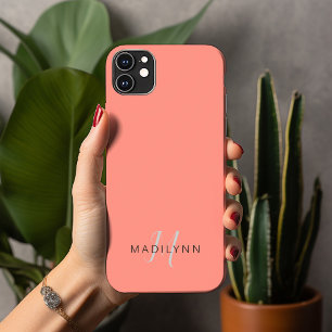 Etui iPhone 13 Pro Max Corail océanique minimaliste monogrammé